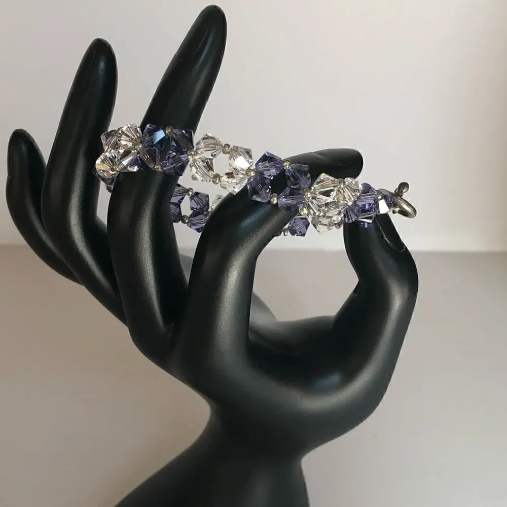 Crystal bracelet with silver tone hardware